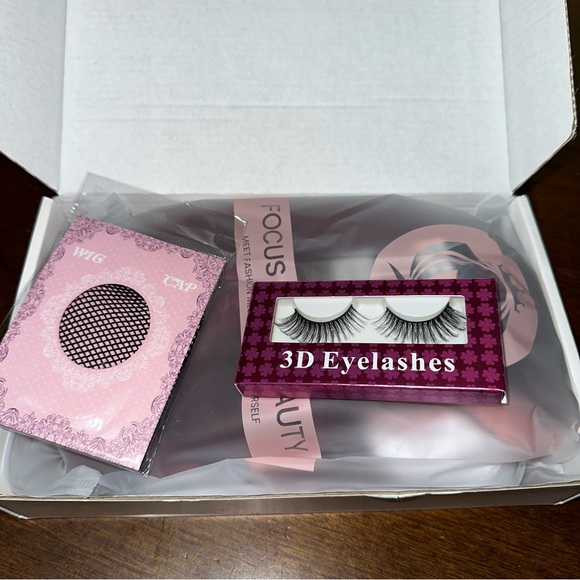 Long Wavy Wine Red Wigs Pink Skunk Stripe Synthetic Wig Middle Part Curly Wavy - Picture 5 of 11